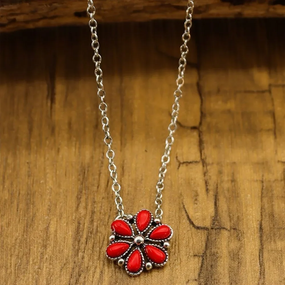Boho flower necklace #2124